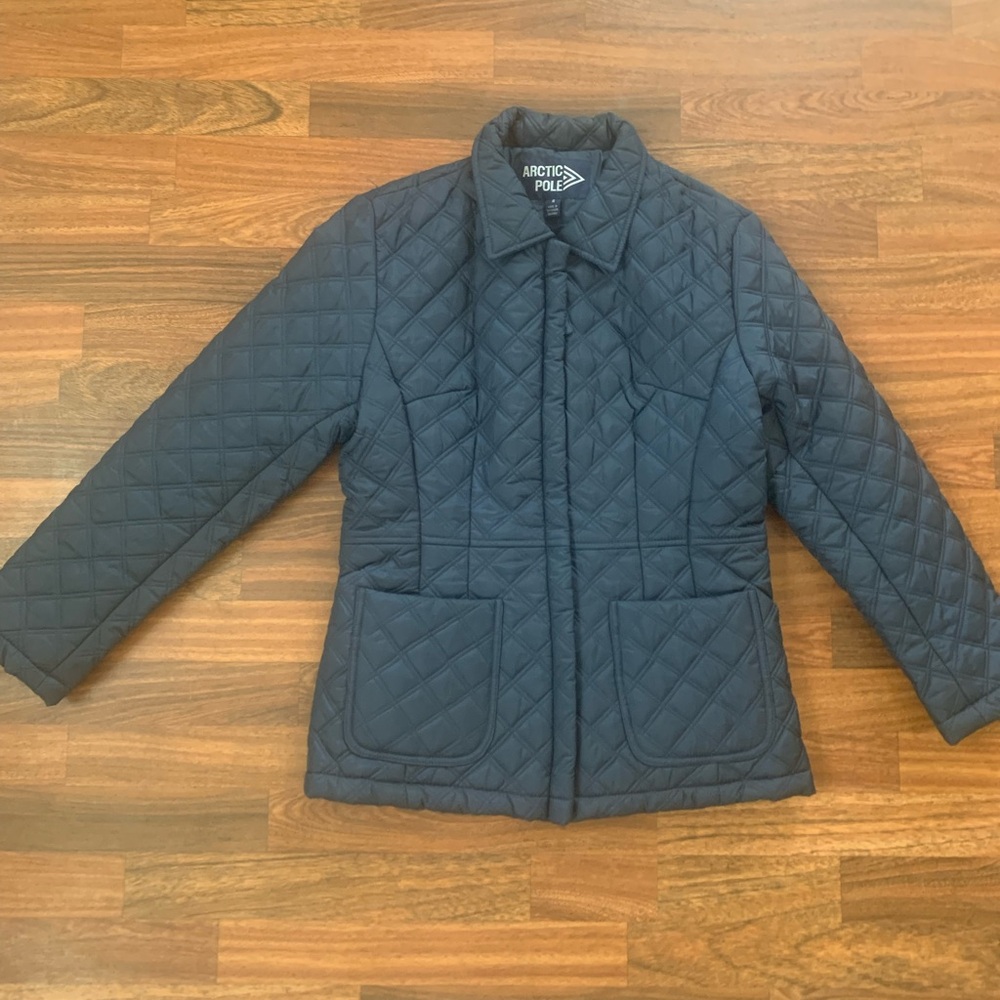 Arctic Pole Quilted Jacket Coat Women’s Small Navy Blue Pockets